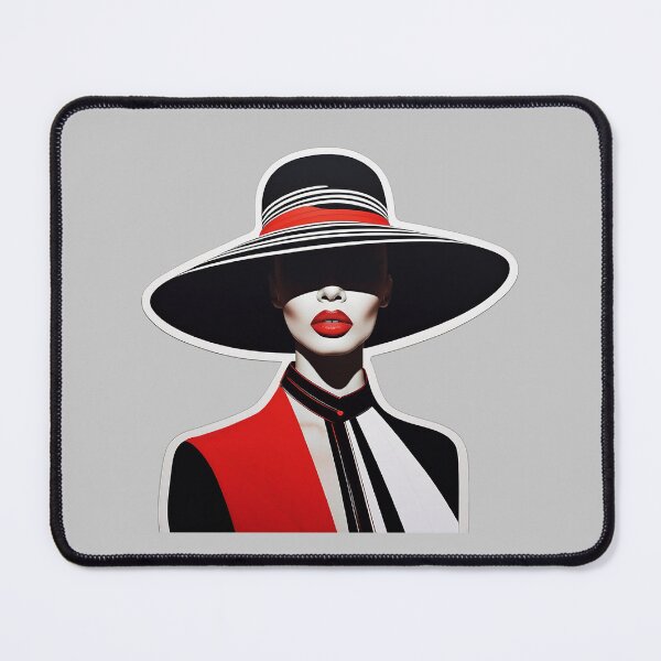 Item preview, Vouge woman in black hat with red lipstick  designed and sold by DropRomance.