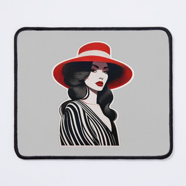 Item preview, Vouge woman in red hat with red lipstick  designed and sold by DropRomance.