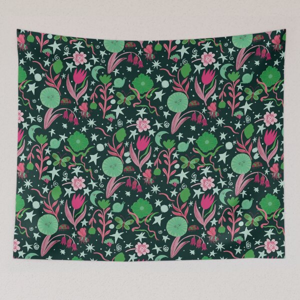 Item preview, Green Night Matisse-Inspired Celestial Garden Pattern Illustration Jemma Jamie Skidmore  designed and sold by Jemma Jamie Skidmore.