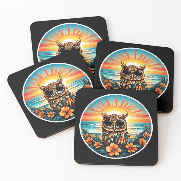 Item preview, Summer Heat Owl with Sunglasses by The Beach with Hawaii Orchids designed and sold by NautiChic.