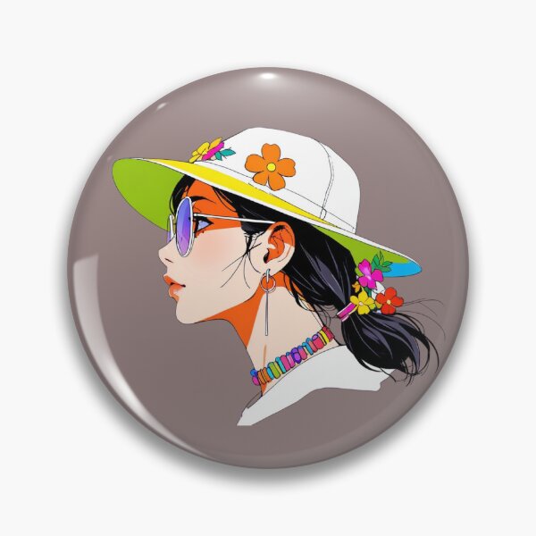 Aperçu de l'œuvre Fille d'été avec un chapeau à fleurs créée et vendue par DropRomance.