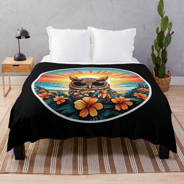 Item preview, Summer Heat Owl with Sunglasses by The Beach with Hawaii Orchids designed and sold by NautiChic.
