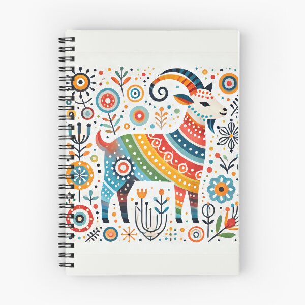 Item preview, Scandinavian Folk Art Rainbow Animals - Cute Colourful Aries Ram Zodiac by heidiannemorris designed and sold by FOLK ART FUSION by heidiannemorris.