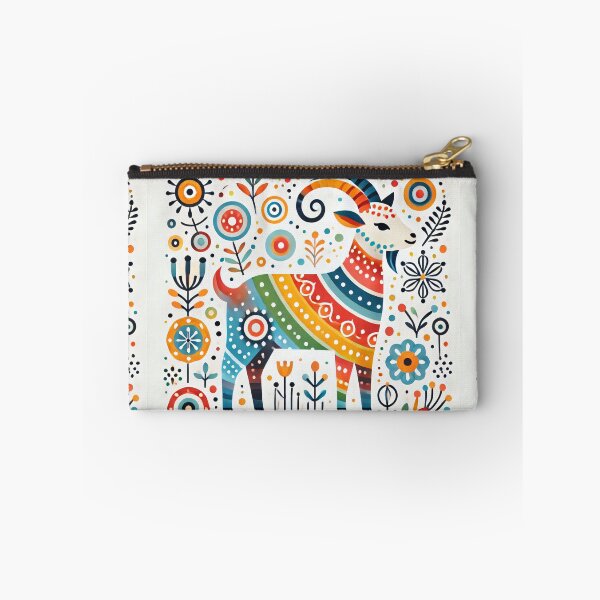 Item preview, Scandinavian Folk Art Rainbow Animals - Cute Colourful Aries Ram Zodiac by heidiannemorris designed and sold by FOLK ART FUSION.