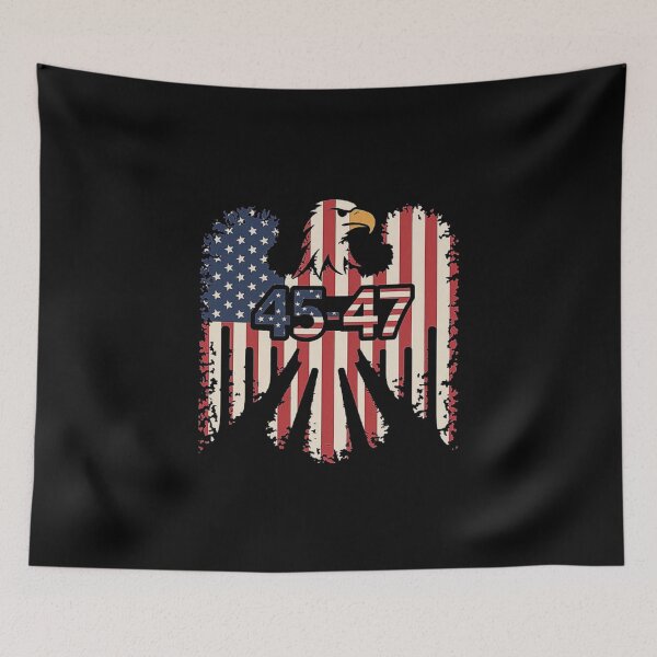 Item preview, Trump 2024 45-47 Vintage American Flag Retro Eagle 45-47 Trump designed and sold by love3617.