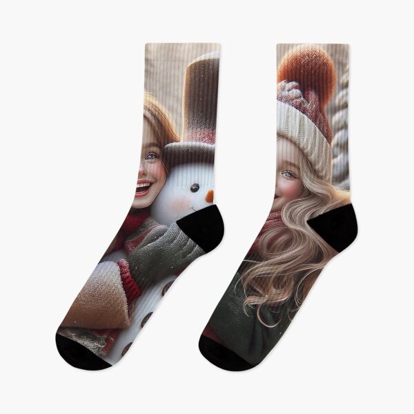 Item preview, Happy Girls and Cute Snowman designed and sold by M-Y-A-R-T-.