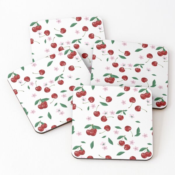 Item preview, Botanical Red Cherries Pink Cherry Blossoms  designed and sold by idovedesign.
