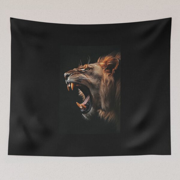 Item preview, A majestic lion roaring in the dark designed and sold by MiraCleAI.