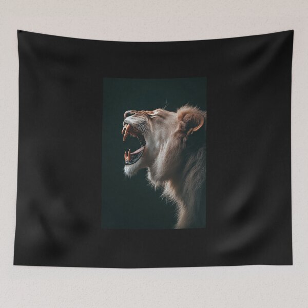 Item preview, A majestic lion roaring in the dark designed and sold by MiraCleAI.