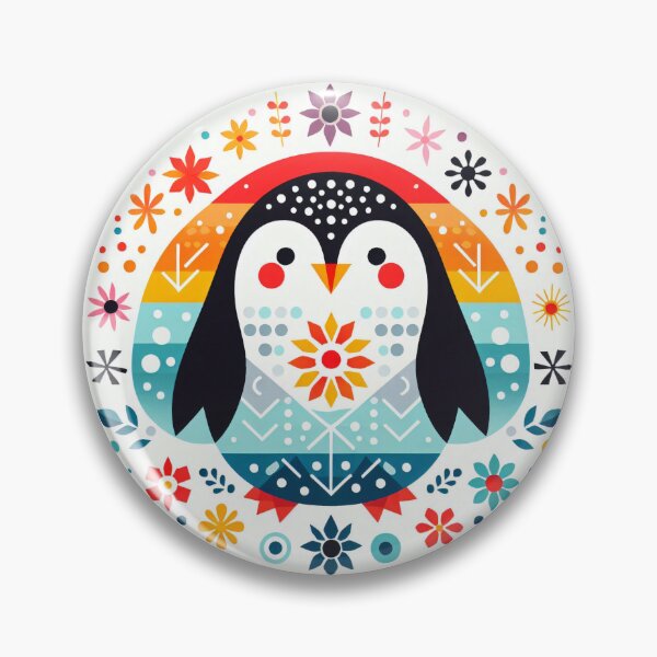 Item preview, Scandinavian Folk Art Rainbow Animals - Cute Colourful Penguin by heidiannemorris designed and sold by FOLK ART FUSION by heidiannemorris.
