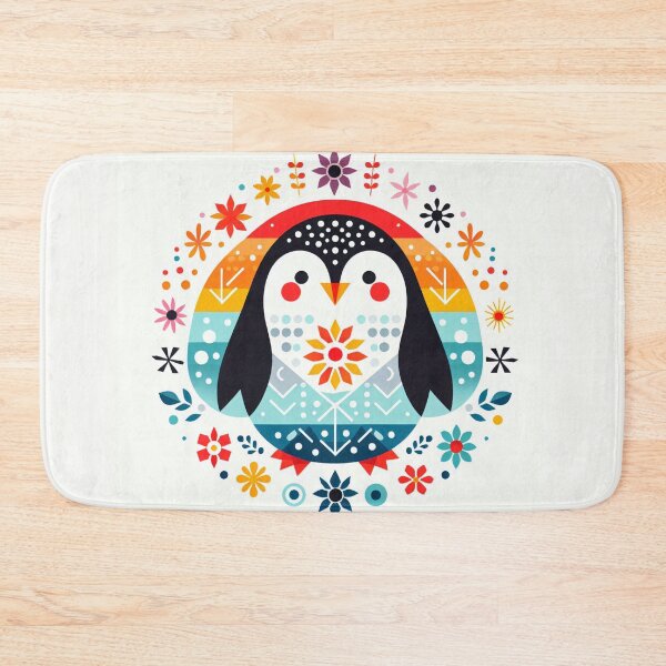 Item preview, Scandinavian Folk Art Rainbow Animals - Cute Colourful Penguin by heidiannemorris designed and sold by FOLK ART FUSION by heidiannemorris.