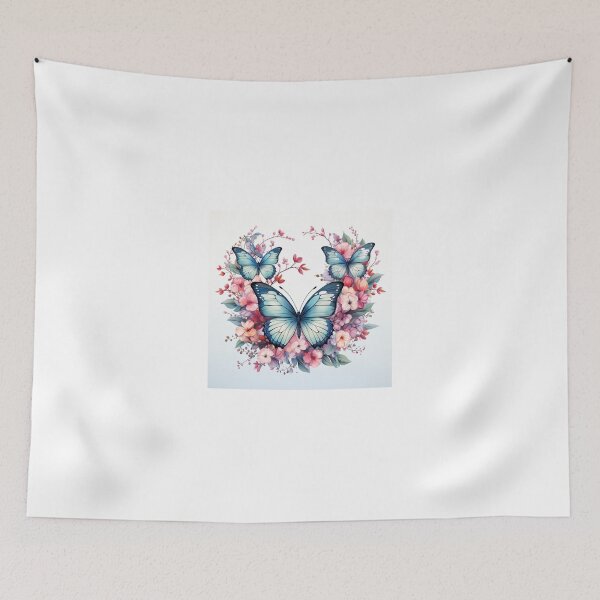 Item preview, Flowers and butterflies wreath isolated on white background designed and sold by MiraCleAI.