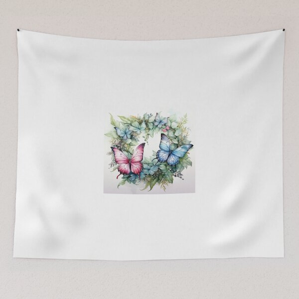 Item preview, Flowers and butterflies wreath isolated on white background designed and sold by MiraCleAI.