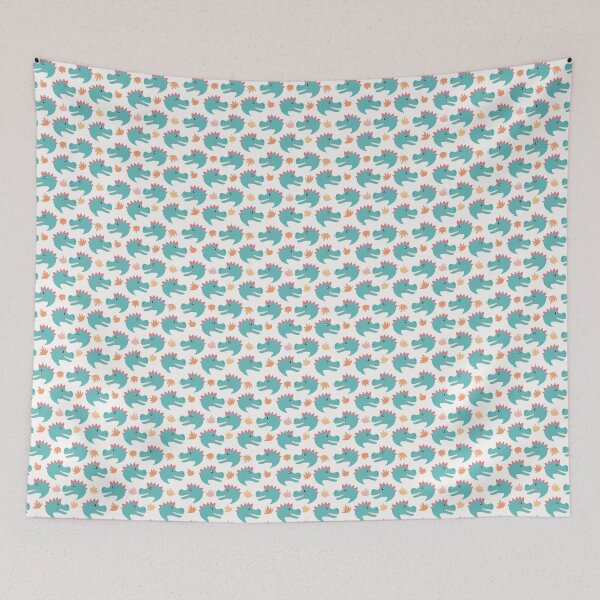 Item preview, Blue Dino face patterns designed and sold by Fat Fish Canvas.