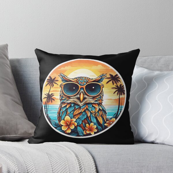 Artikelvorschau, Urlaub Eule mit Sonnenbrille am Strand mit Palmen entworfen und verkauft von NautiChic.