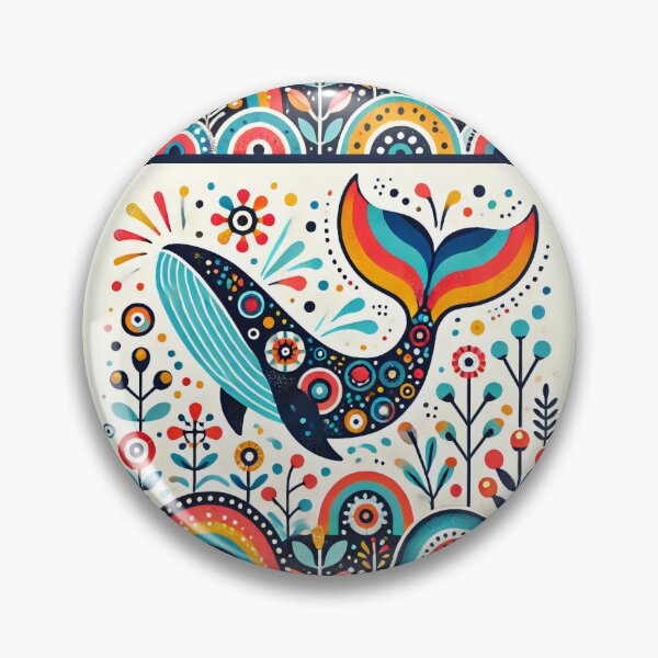 Item preview, Scandinavian Folk Art Rainbow Animals - Cute Colourful Humpback Whale by heidiannemorris designed and sold by FOLK ART FUSION.