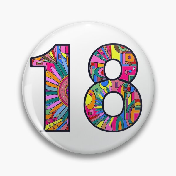 Item preview, 18th birthday, colourful number 18, eighteen mandella designed and sold by MiowandMolly.