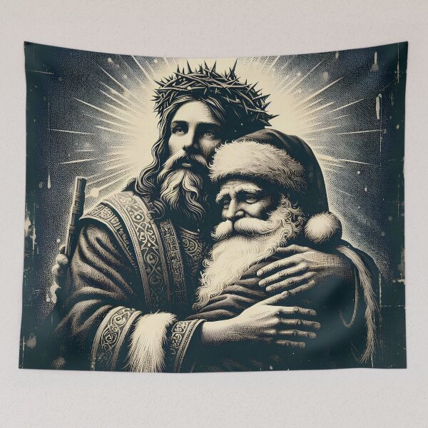 Item preview, Santa Meets Jesus: A Celestial Christmas Art designed and sold by Aroncross111.