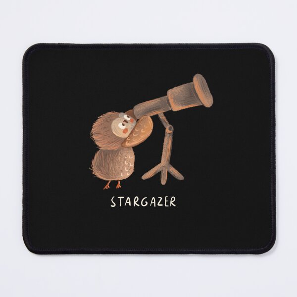 Item preview, Stargazer design with a cute little owl looking at the stars through a telescope designed and sold by volhakaliaha.