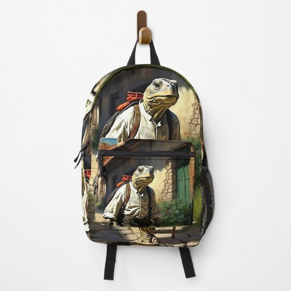 Item preview, Vintage Animal Art: Old Turtle Peasant Walking through the Village | Animal Art | Oil Painting | Vintage Art designed and sold by UnhingedBird.