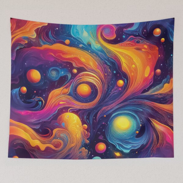 Item preview, Chaotic, swirling galaxies in bold, exaggerated colors, characteristic of Expressionism. designed and sold by HEMRO.