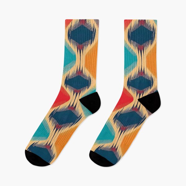 Item preview, A modern Ikat pattern design with simplified geometric shapes and bold, contrasting colors. designed and sold by HEMRO.