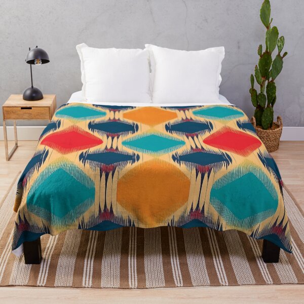 Item preview, A modern Ikat pattern design with simplified geometric shapes and bold, contrasting colors. designed and sold by HEMRO.