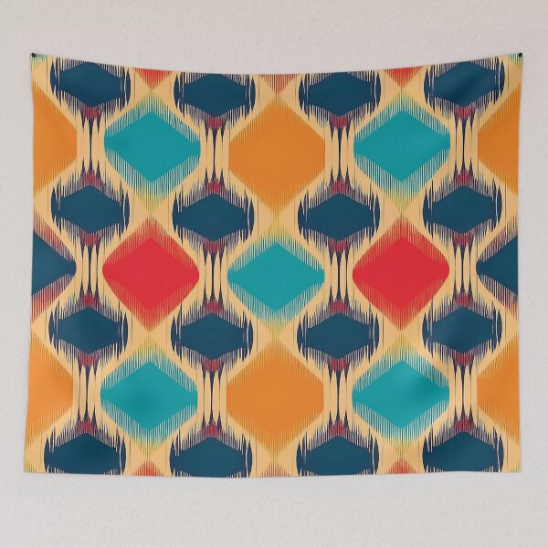 Item preview, A modern Ikat pattern design with simplified geometric shapes and bold, contrasting colors. designed and sold by HEMRO.