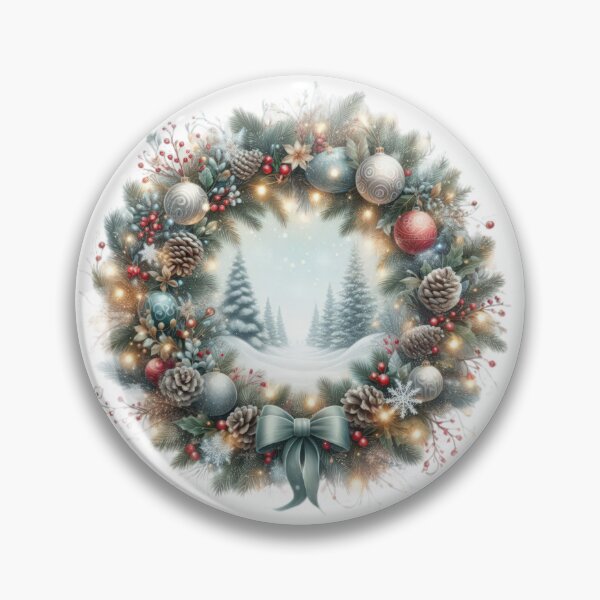 Artikelvorschau, Weihnachtskranz mit Winterlandschaft, Winterlandschaft, Weihnachtskranz, saisonale Freude, Neujahrsvibes entworfen und verkauft von Expressions-Sel.