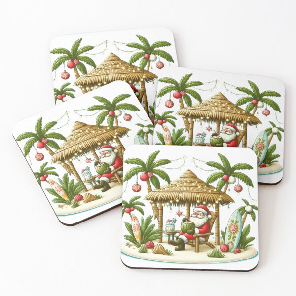 Item preview, Christmas funny Santa Claus with palm trees and tropical cocktail,Santa Claus,christmas funny,Seasonal Joy,New Year Vibes designed and sold by Expressions-Sel.