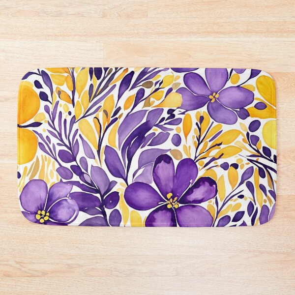 Item preview, Purple and yellow floral pattern in watercolor designed and sold by RishabhArts1.