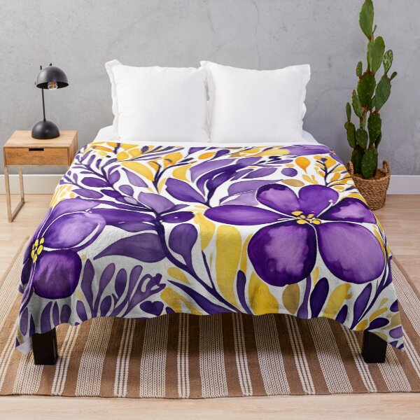 Item preview, Purple and yellow floral pattern in watercolor designed and sold by RishabhArts1.