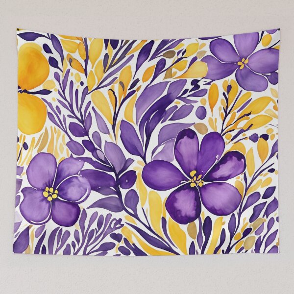 Item preview, Purple and yellow floral pattern in watercolor designed and sold by RishabhArts1.