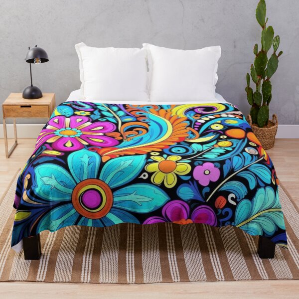 Item preview, Groovy Psychedelic Hippy Trippy Blue Purple Flowers designed and sold by GrinGalore.