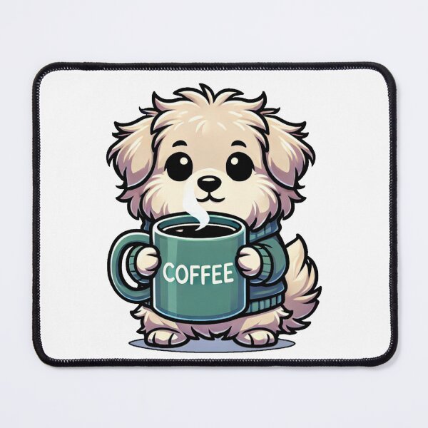 Item preview, puppy with coffee cup designed and sold by QuanntixArt.