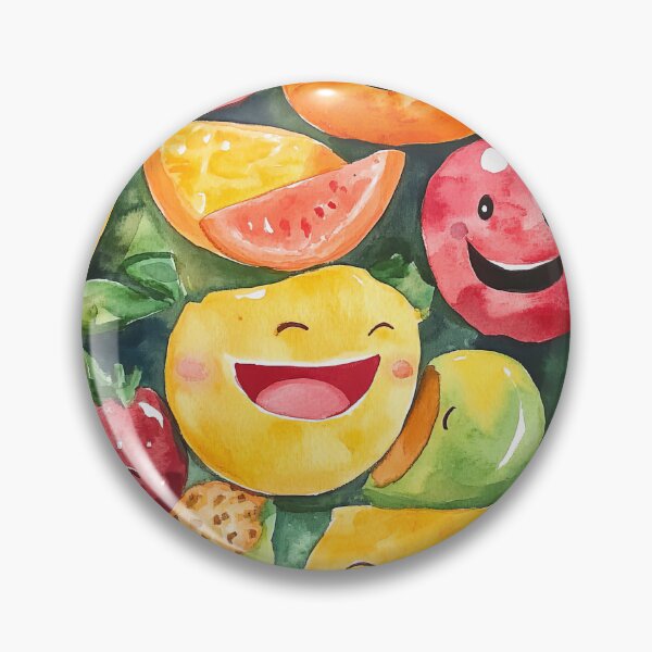 Item preview, Cheerful Watercolor Fruits With Happy Smiling Faces designed and sold by Paintings By Simon .
