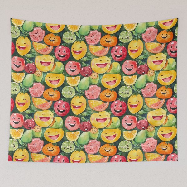 Item preview, Cheerful Watercolor Fruits With Happy Smiling Faces designed and sold by Paintings By Simon .