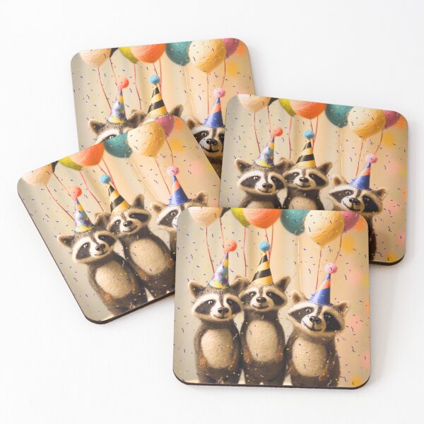 Item preview, Felted Raccoon Party Design designed and sold by TringTringCards.