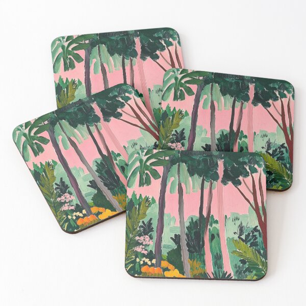 Item preview, Tropical pink and green impasto painting designed and sold by SUNED.