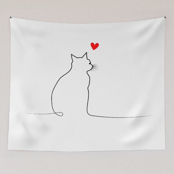 Item preview, One Line Art Drawing - Cat Love designed and sold by One-Line-Artist.