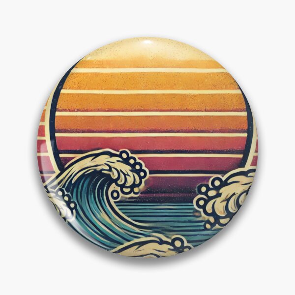 Item preview, Retro Sunset Ocean Waves – Vintage Surf Art designed and sold by anymoor.