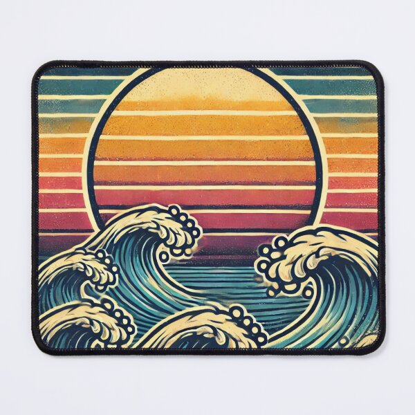 Item preview, Retro Sunset Ocean Waves – Vintage Surf Art designed and sold by anymoor.