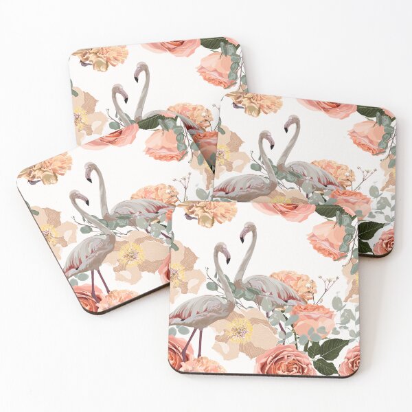 Item preview,  Seamless pattern with flamingos and creamy garden flowers and eucalyptus.  designed and sold by MatyKotiv.