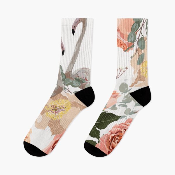 Item preview,  Seamless pattern with flamingos and creamy garden flowers and eucalyptus.  designed and sold by MatyKotiv.