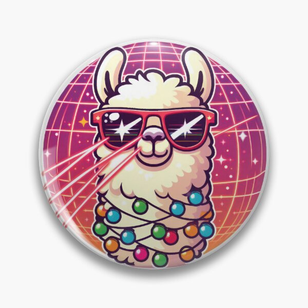 Artikelvorschau, Weihnachten lustige Tiere Lama mit rosa Disco -Ball und Sonnenbrille, Weihnachtslama, Weihnachtsfisch, saisonale Freude, Neujahrsvibes entworfen und verkauft von Expressions-Sel.