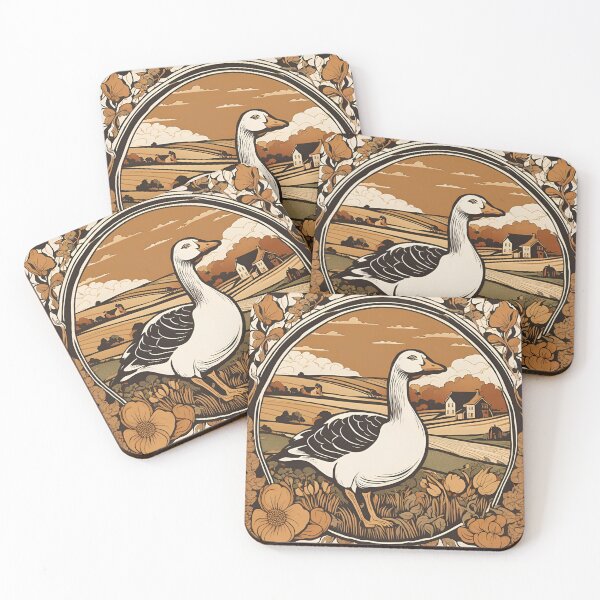 Item preview, Art Nouveau farmhouse goose floral design designed and sold by LumiLemon.