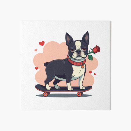 Item preview, Boston Terrier Valentine's Day Skateboard designed and sold by klyngiant.