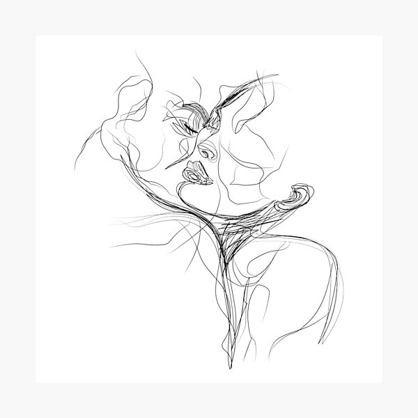 Item preview, Scribble Art - One Line Art - Kiss - Love - Couple Kissing - Kiss on the Neck designed and sold by One-Line-Artist.