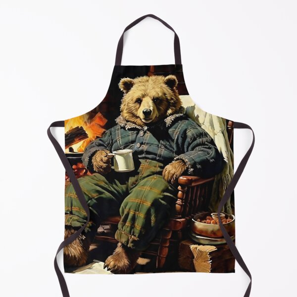 Item preview, Vintage Animal Art: Comfy Bear Chilling beside Fireplace | Animal Art | Oil Painting | Vintage Art designed and sold by UnhingedBird.