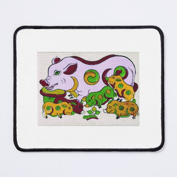 Item preview, Dong Ho Painting - Yin-Yang Pig Herd (Lợn Ỉn) - Vietnam designed and sold by HoangLily.